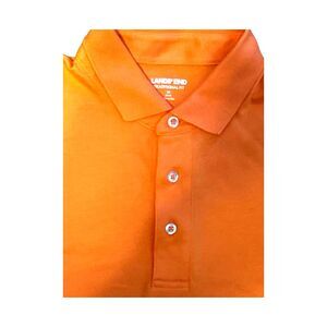 Lands' End Men's Short Sleeve Polo Shirt Size M Orange Traditional Fit